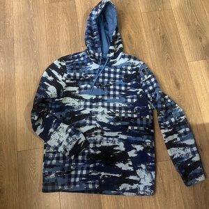 Adidas men’s Blue and Black digital camo Patterned Hoodie size medium
